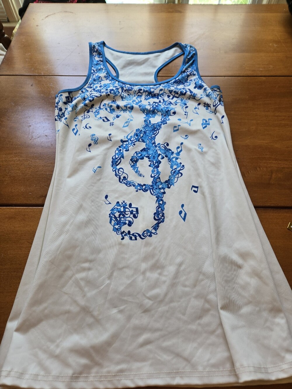 White and Blue Floral Racerback Tank  Women